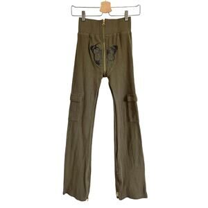 TORDROBES GREEN BUTTERFLY UZIP CARGO PANTS